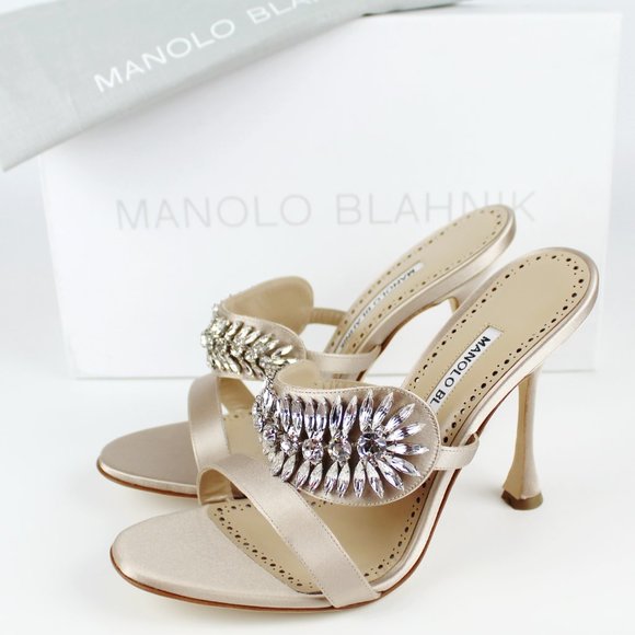 NEW MANOLO BLAHNIK Skysan Crystal Heeled Sandal - Picture 2 of 15
